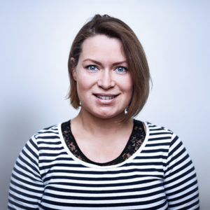 Lady with striped jumper